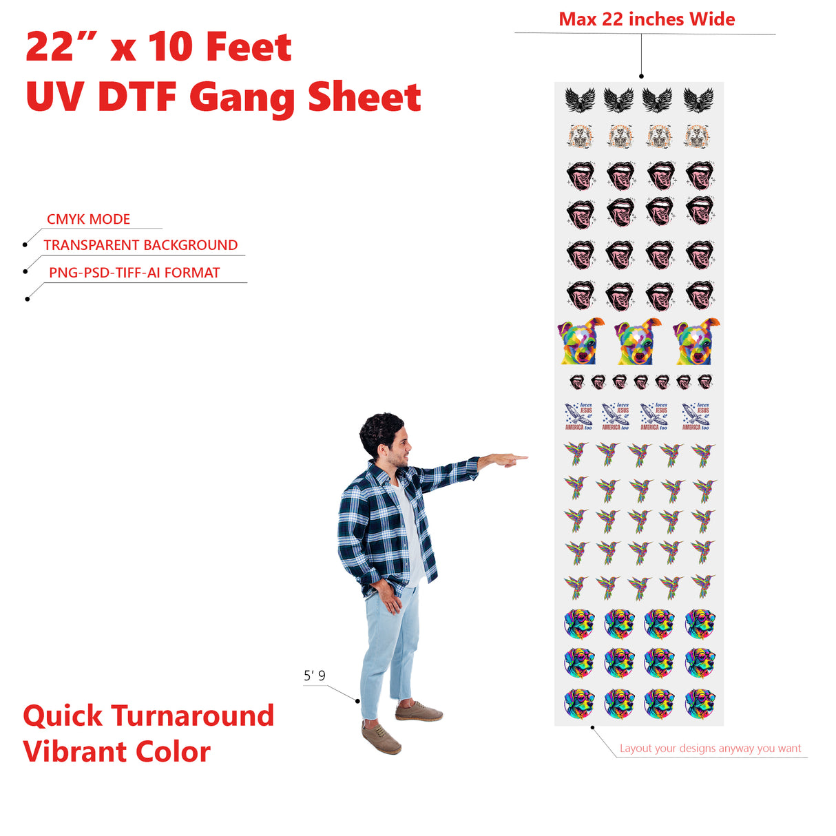 UV DTF Gang Roll Stickers