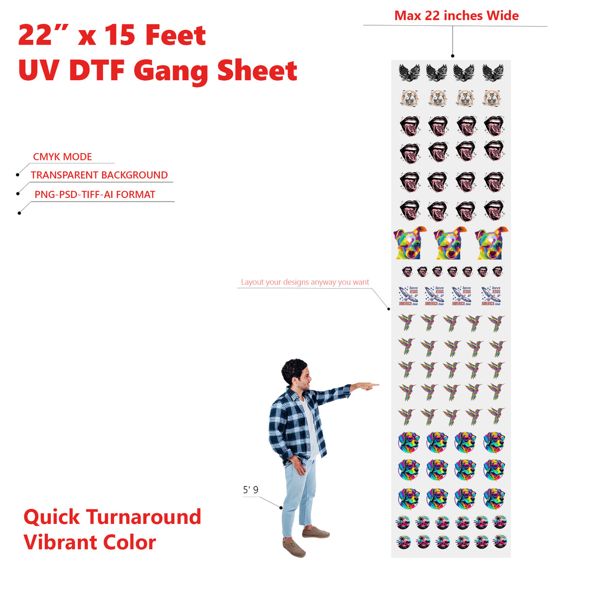 High-Quality UV DTF Gang Sheets