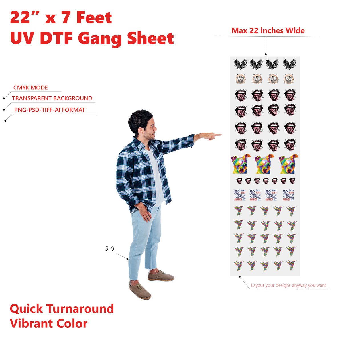 High-Quality UV DTF Gang Sheets