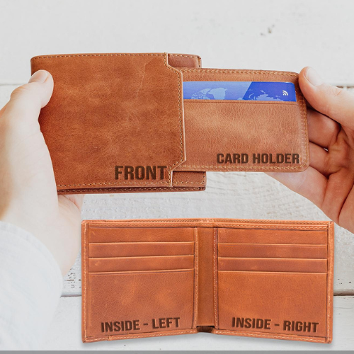 Custom Genuine Leather Wallet with Pull-Out Card Holder